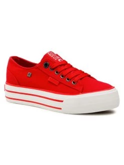Big Star Shoes Γυναίκες Κοντά Sneakers Πάνινα παπούτσια HH274053 Κόκκινο Κόκκινο