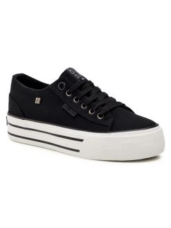 Big Star Shoes Γυναίκες Κοντά Sneakers Πάνινα παπούτσια HH274056 Μαύρο Μαύρο